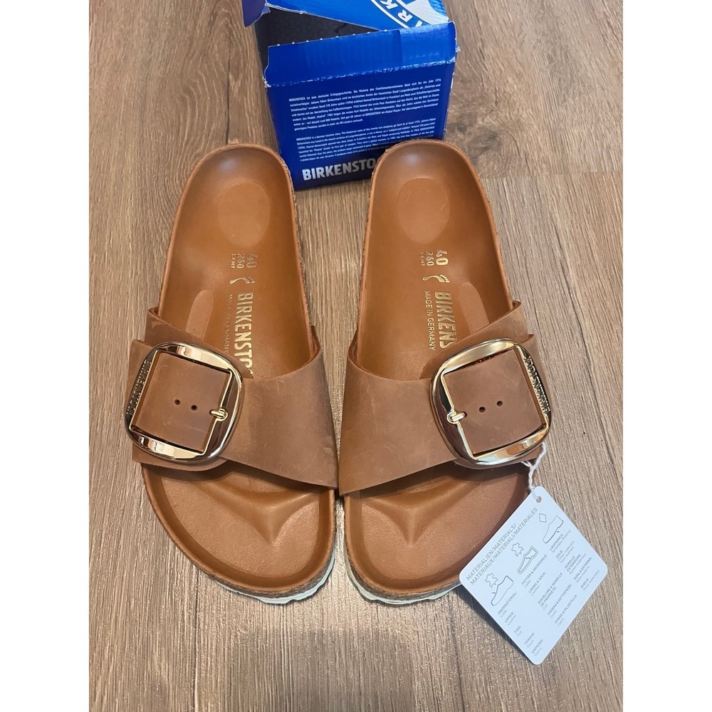 Birkenstock Madrid Big Buckle oil leather in cognac